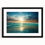 Beach-Themed Art – Sunlit Ocean Waves Coastal Wall Art for Nautical Décor