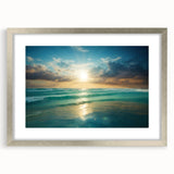 Beach-Themed Art – Sunlit Ocean Waves Coastal Wall Art for Nautical Décor