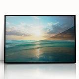 Beach-Themed Art – Sunlit Ocean Waves Coastal Wall Art for Nautical Décor