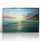 Beach-Themed Art – Sunlit Ocean Waves Coastal Wall Art for Nautical Décor