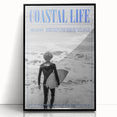 Black and White Surfer Coastal Wall Art - Magazine Style Ocean Print