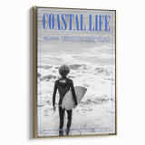 Black and White Surfer Coastal Wall Art - Magazine Style Ocean Print