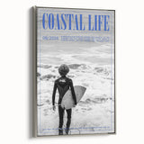 Black and White Surfer Coastal Wall Art - Magazine Style Ocean Print