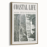 Magazine Style Coastal Waves Wall Art - Vintage Aerial Ocean Print