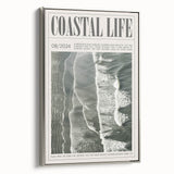Magazine Style Coastal Waves Wall Art - Vintage Aerial Ocean Print