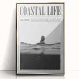 Coastal Wall Art - Surfer in Ocean Waves - Nautical Beach-Themed Print