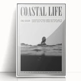 Coastal Wall Art - Surfer in Ocean Waves - Nautical Beach-Themed Print