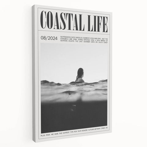 Coastal Wall Art - Surfer in Ocean Waves - Nautical Beach-Themed Print