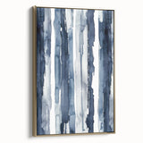 Coastal Wall Art: Deep Blue Vertical Strokes - Nautical Abstract Print