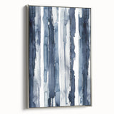 Coastal Wall Art: Deep Blue Vertical Strokes - Nautical Abstract Print