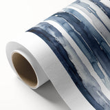 Coastal Wall Art: Deep Blue Vertical Strokes - Nautical Abstract Print