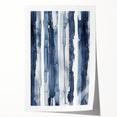 Coastal Wall Art: Deep Blue Vertical Strokes - Nautical Abstract Print