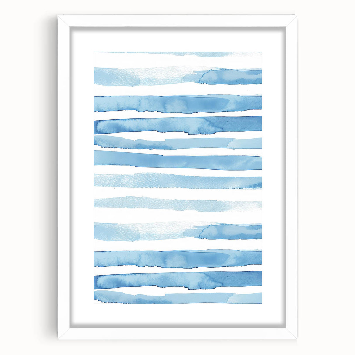 Coastal Wall Art: Light Blue Horizontal Stripes - Nautical Abstract Print