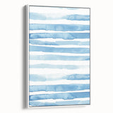 Coastal Wall Art: Light Blue Horizontal Stripes - Nautical Abstract Print