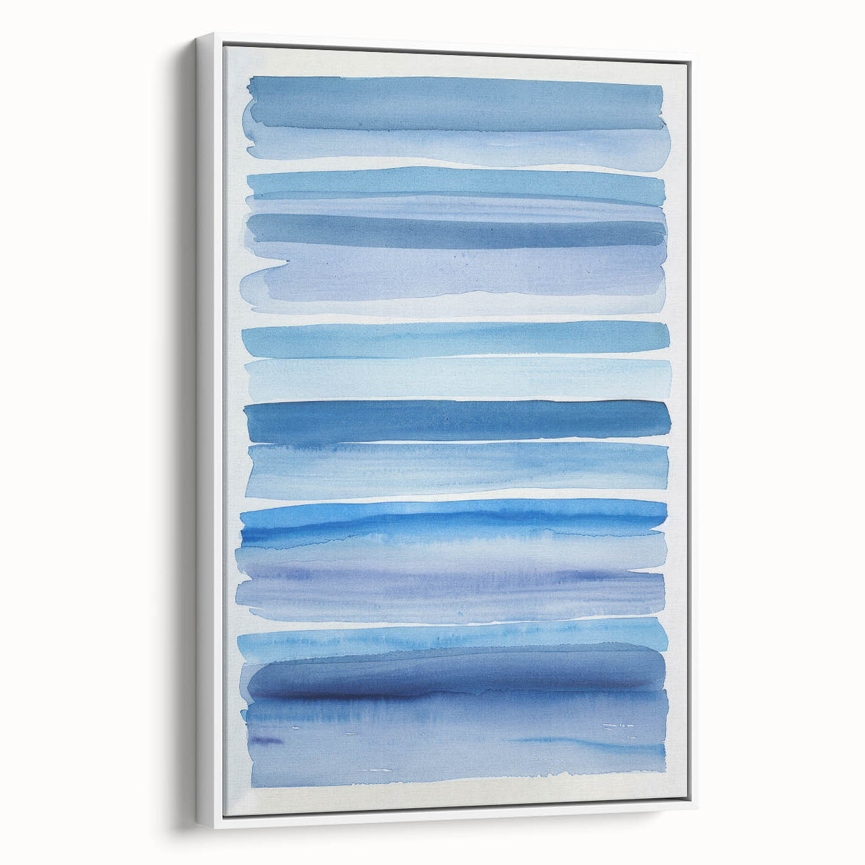 Coastal Wall Art: Blue Watercolor Stripes - Nautical Abstract Print