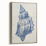 Coastal Wall Art: Blue Seashell Sketch - Nautical Ocean-Inspired Print