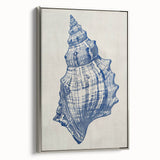 Coastal Wall Art: Blue Seashell Sketch - Nautical Ocean-Inspired Print