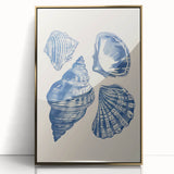 Coastal Wall Art: Blue Seashell Collection - Nautical Oceanic Decor