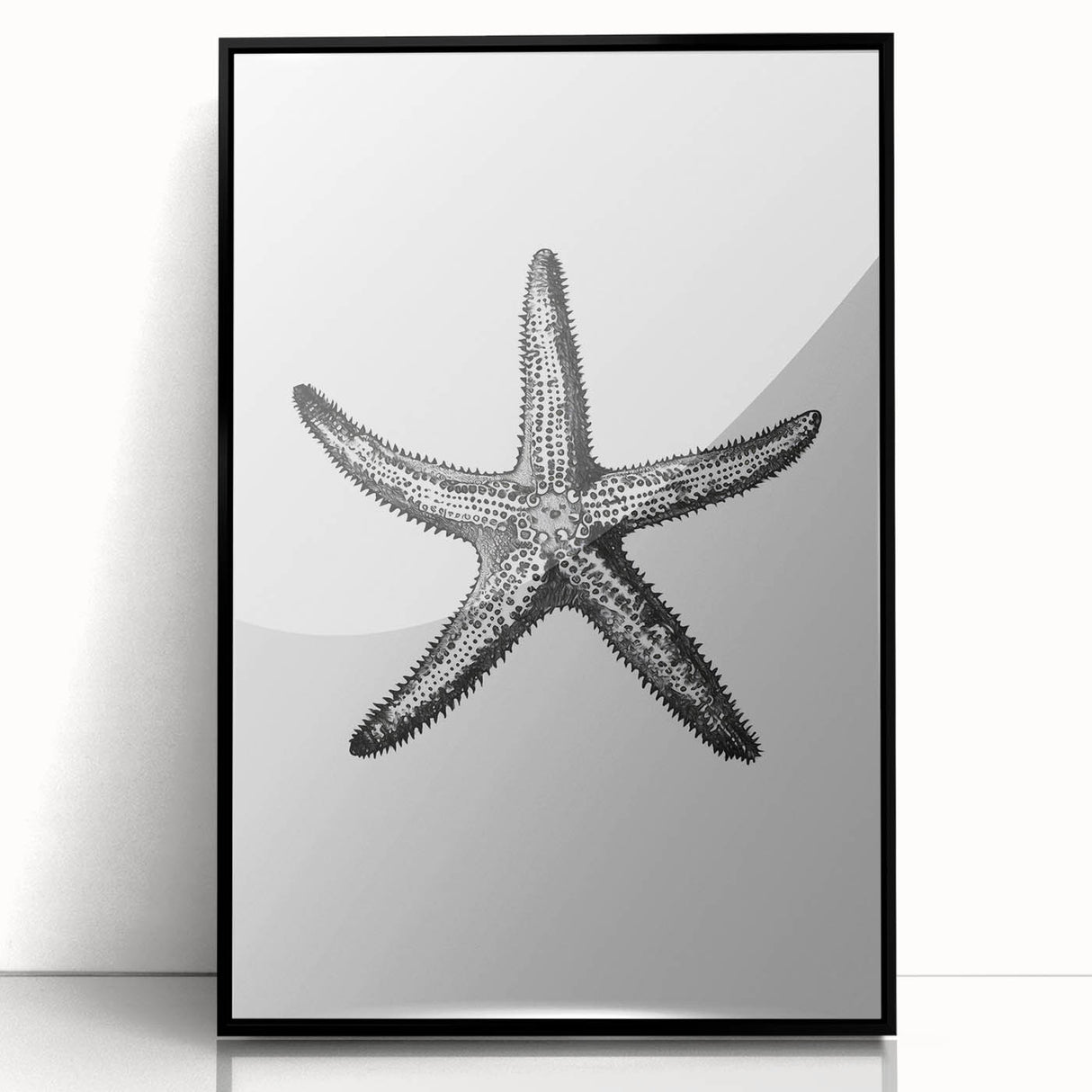 Black & White Starfish Coastal Wall Art - Nautical Decor Ocean Art Print
