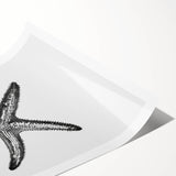 Black & White Starfish Coastal Wall Art - Nautical Decor Ocean Art Print