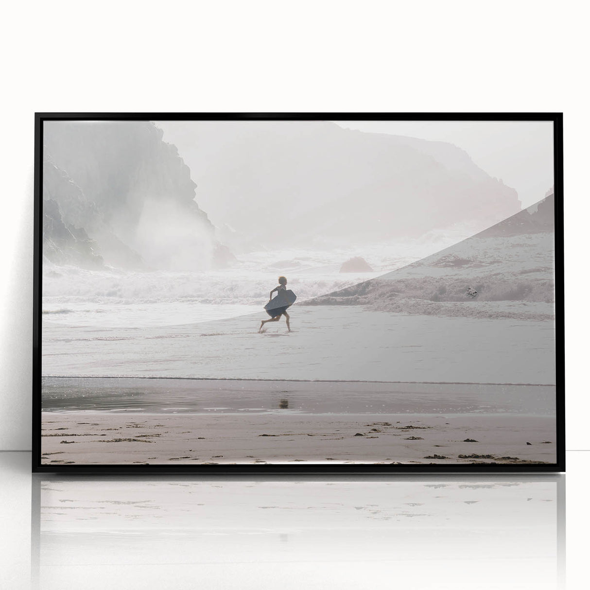 Beach Day Coastal Wall Art – Child Running by Ocean Waves Print