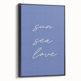 Coastal Wall Art - Minimalist 'Sun Sea Love' Beach-Themed Typography Print