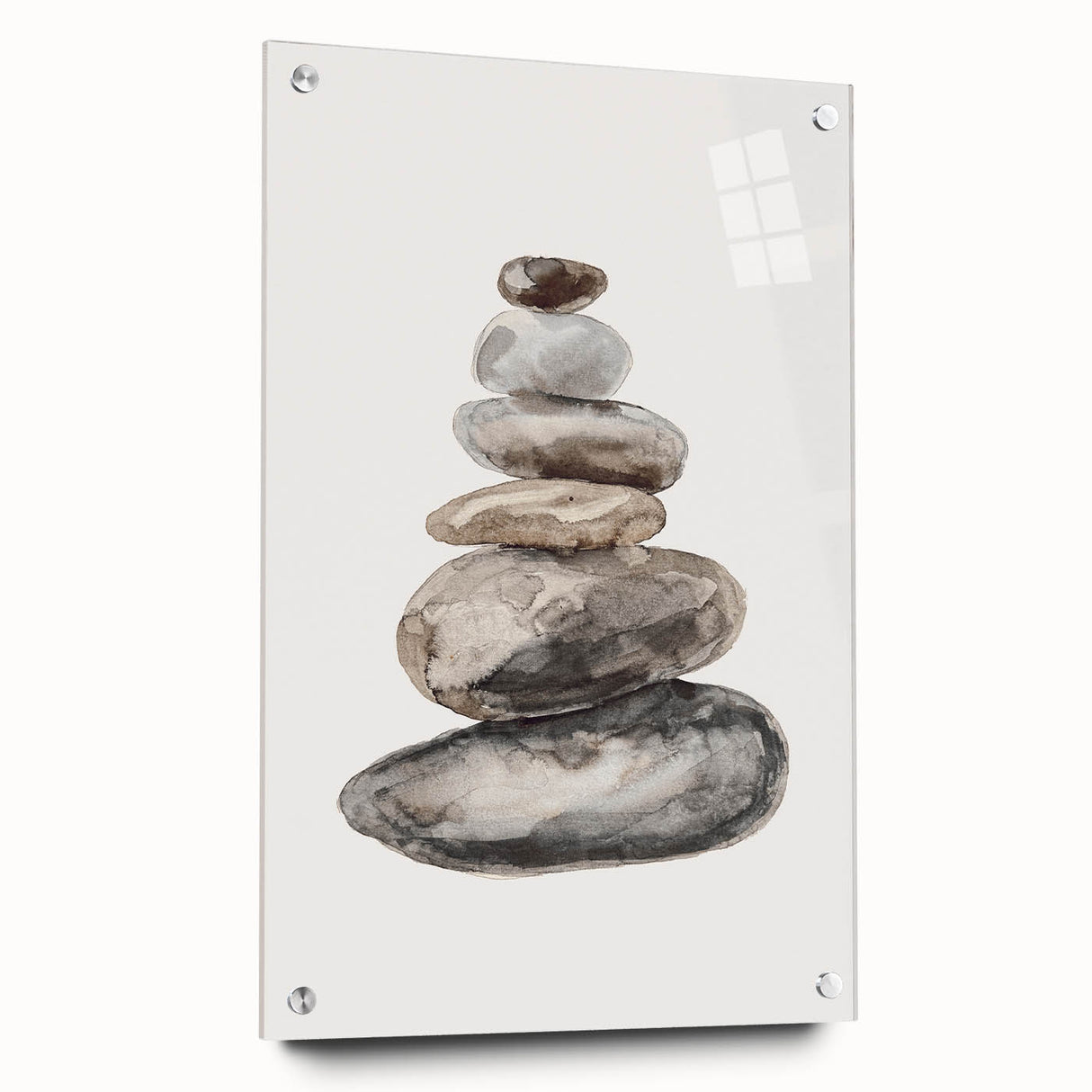 Neutral Coastal Rock Stack Wall Art - Beach-Themed Seaside Artwork