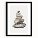 Neutral Coastal Rock Stack Wall Art - Beach-Themed Seaside Artwork