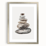 Neutral Coastal Rock Stack Wall Art - Beach-Themed Seaside Artwork