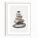 Neutral Coastal Rock Stack Wall Art - Beach-Themed Seaside Artwork