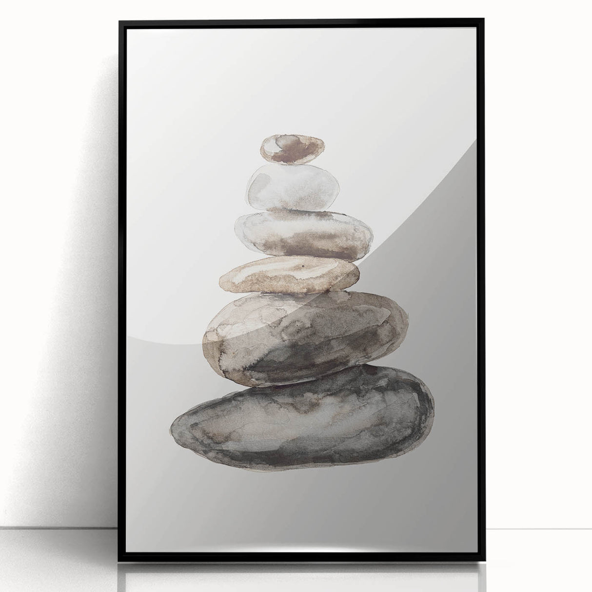 Neutral Coastal Rock Stack Wall Art - Beach-Themed Seaside Artwork