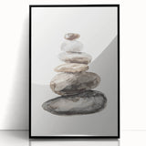 Neutral Coastal Rock Stack Wall Art - Beach-Themed Seaside Artwork