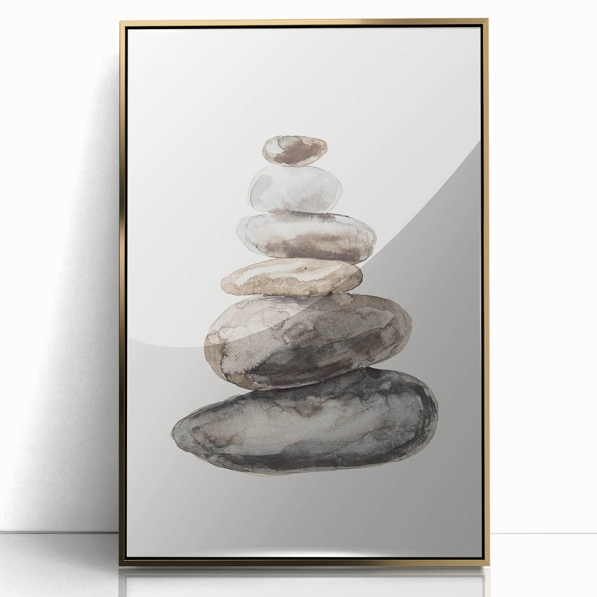 Neutral Coastal Rock Stack Wall Art - Beach-Themed Seaside Artwork