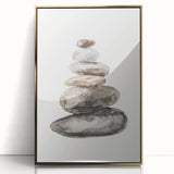 Neutral Coastal Rock Stack Wall Art - Beach-Themed Seaside Artwork