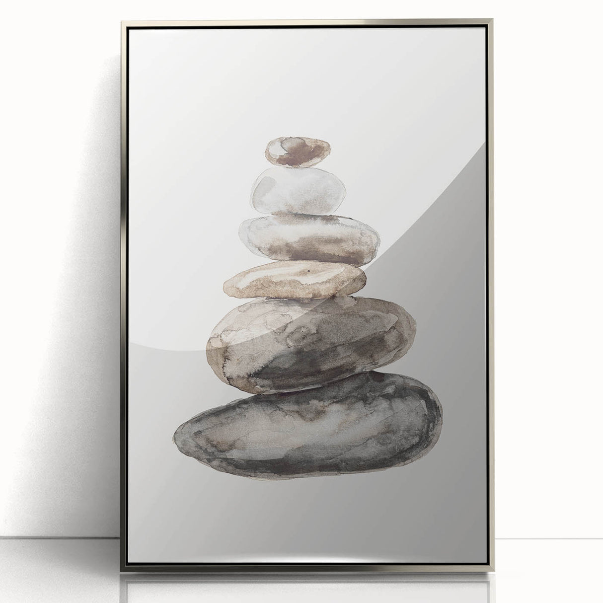 Neutral Coastal Rock Stack Wall Art - Beach-Themed Seaside Artwork