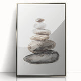 Neutral Coastal Rock Stack Wall Art - Beach-Themed Seaside Artwork