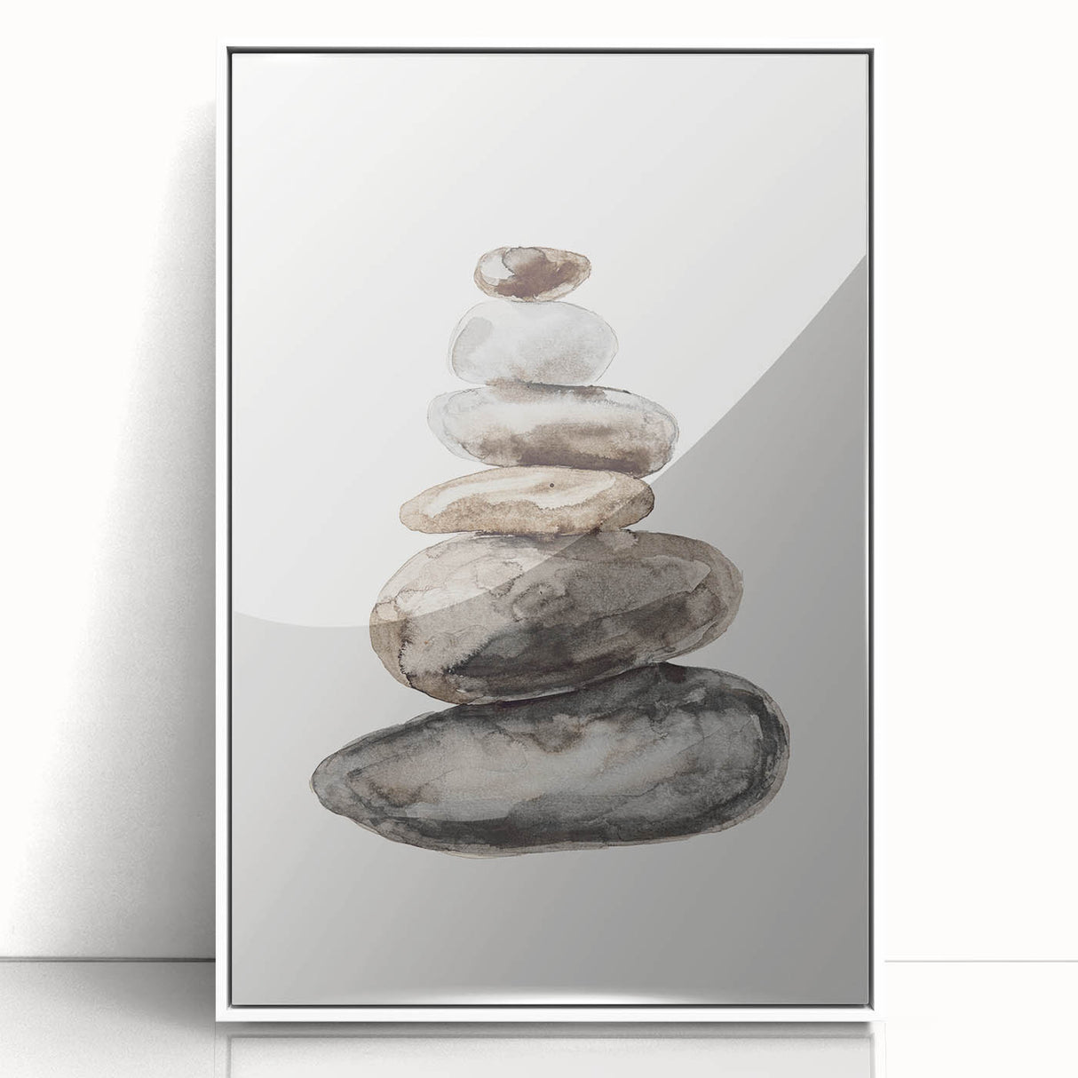 Neutral Coastal Rock Stack Wall Art - Beach-Themed Seaside Artwork