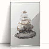 Neutral Coastal Rock Stack Wall Art - Beach-Themed Seaside Artwork