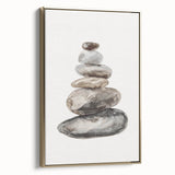 Neutral Coastal Rock Stack Wall Art - Beach-Themed Seaside Artwork