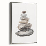 Neutral Coastal Rock Stack Wall Art - Beach-Themed Seaside Artwork