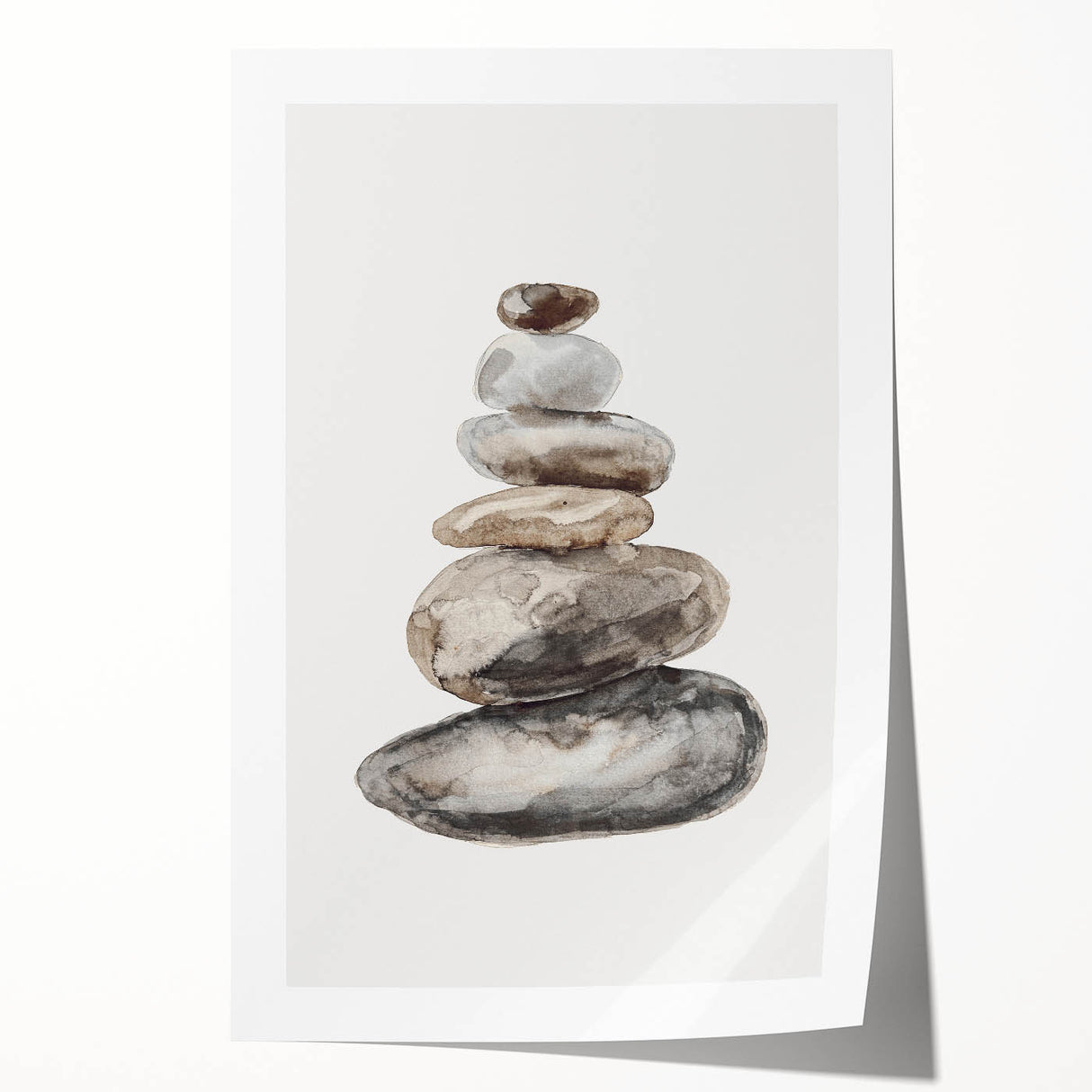 Neutral Coastal Rock Stack Wall Art - Beach-Themed Seaside Artwork