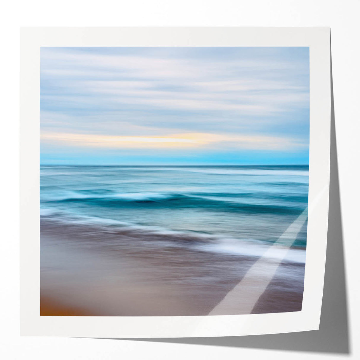 Coastal Wall Art – Tranquil Beach Horizon Ocean Art Print for Nautical Décor