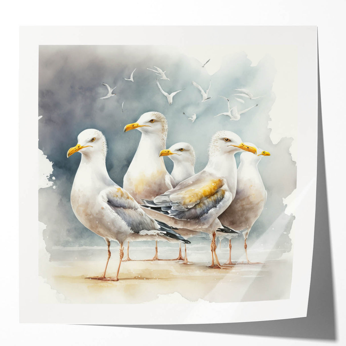 Coastal Wall Art – Seagulls by the Shore Beach-Themed Ocean Art Print