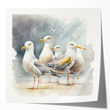 Coastal Wall Art – Seagulls by the Shore Beach-Themed Ocean Art Print