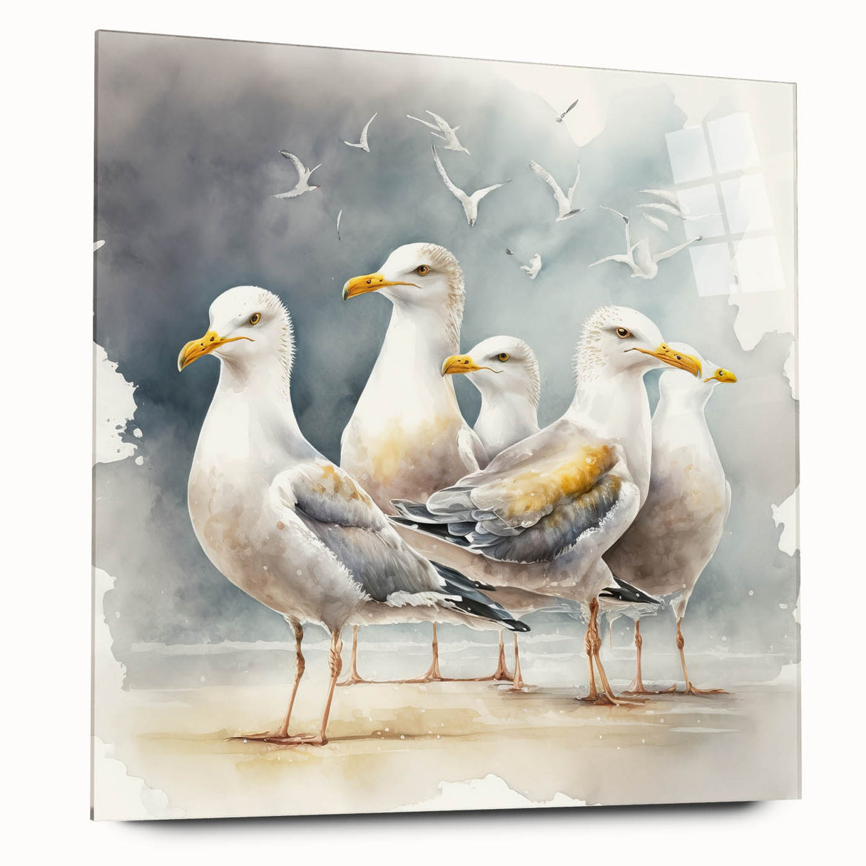 Coastal Wall Art – Seagulls by the Shore Beach-Themed Ocean Art Print