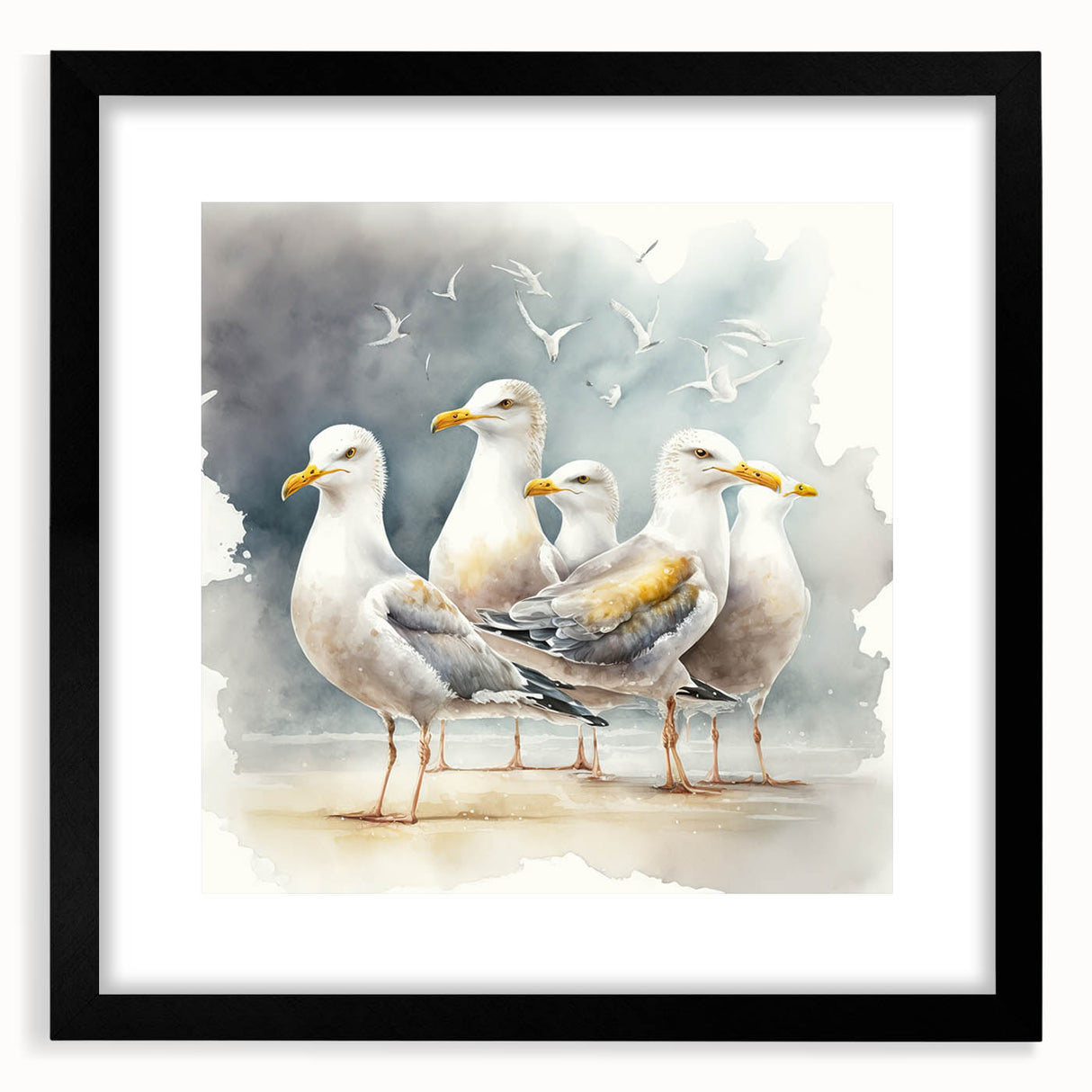 Coastal Wall Art – Seagulls by the Shore Beach-Themed Ocean Art Print