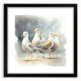 Coastal Wall Art – Seagulls by the Shore Beach-Themed Ocean Art Print
