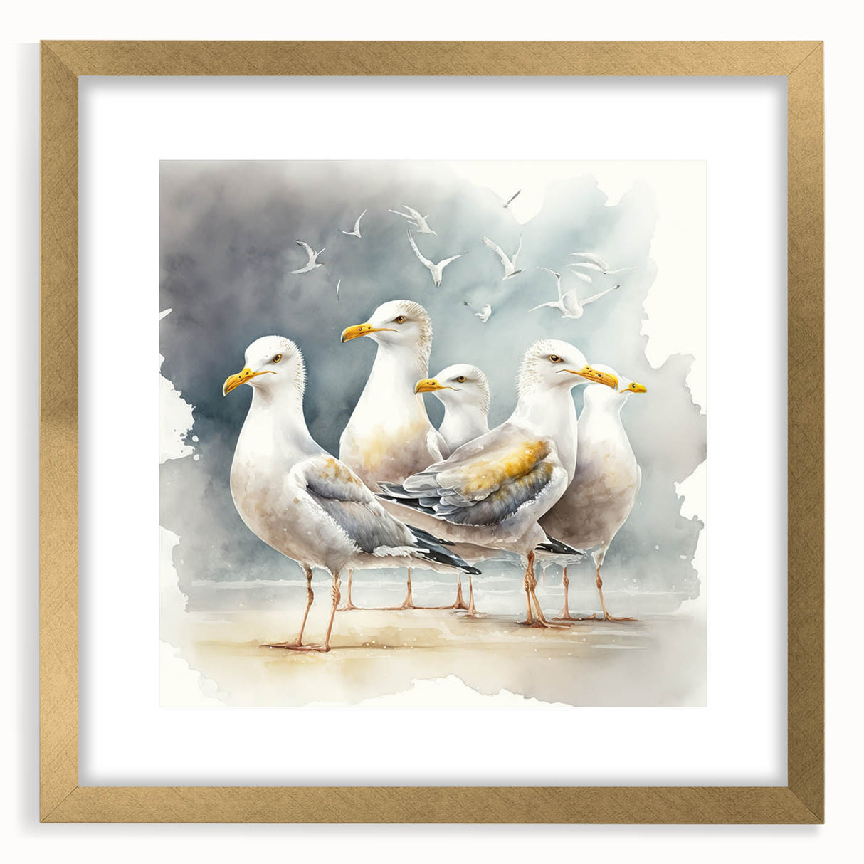 Coastal Wall Art – Seagulls by the Shore Beach-Themed Ocean Art Print