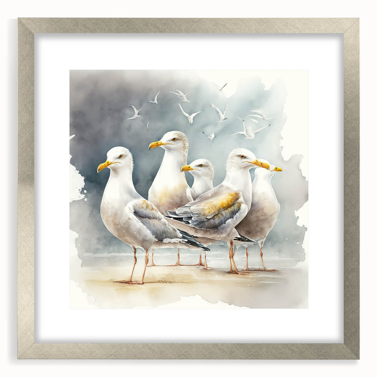 Coastal Wall Art – Seagulls by the Shore Beach-Themed Ocean Art Print