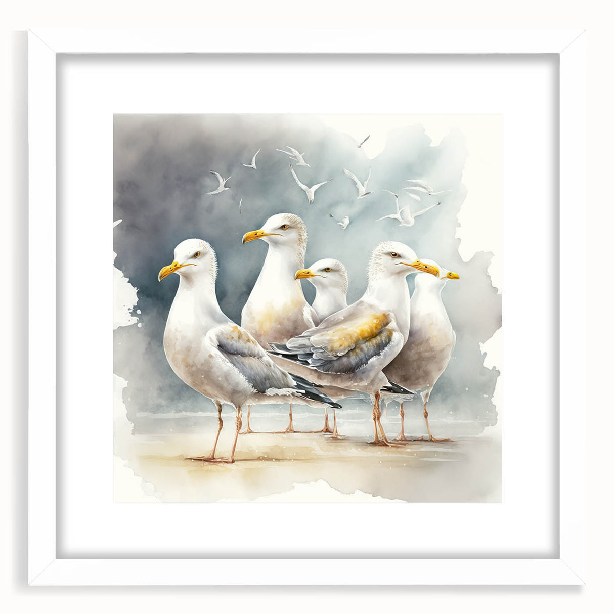 Coastal Wall Art – Seagulls by the Shore Beach-Themed Ocean Art Print